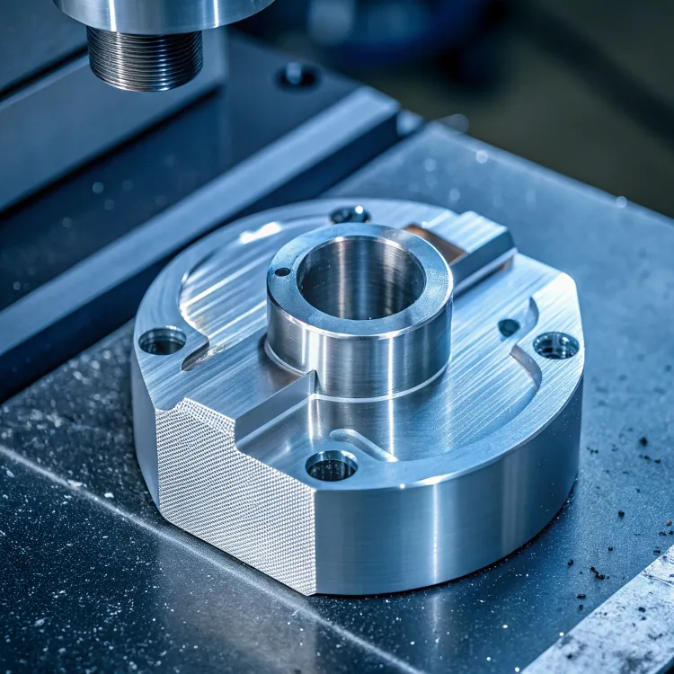 CNC machined round aluminum component