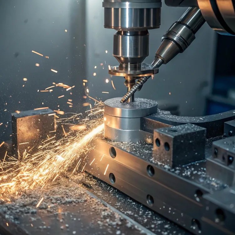 CNC tapping with flying sparks