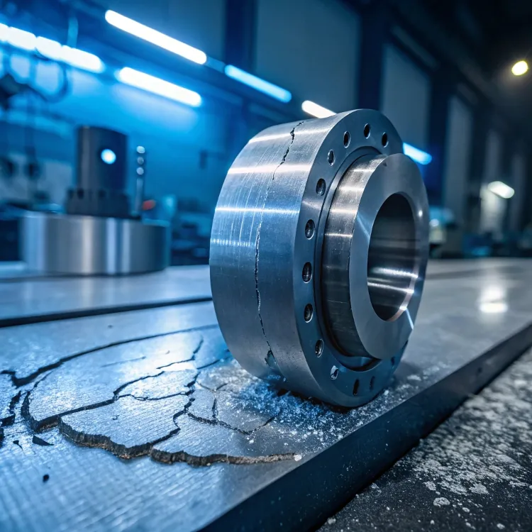 Cracked precision bearing on workshop table