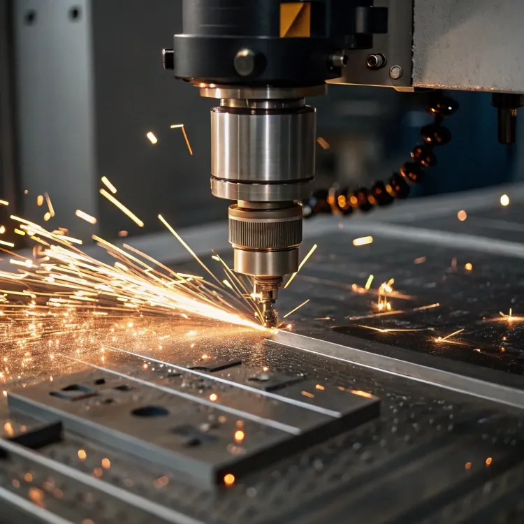 Laser CNC machine cutting metal sheet