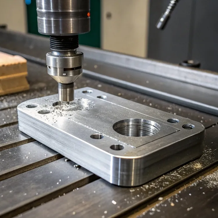 Precision milling machine shaping metal part