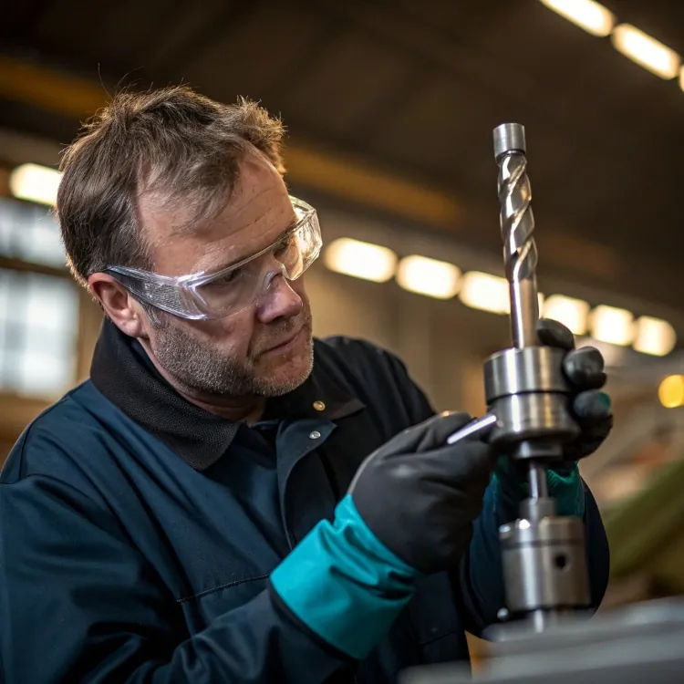 Technician fixing drill tool bit